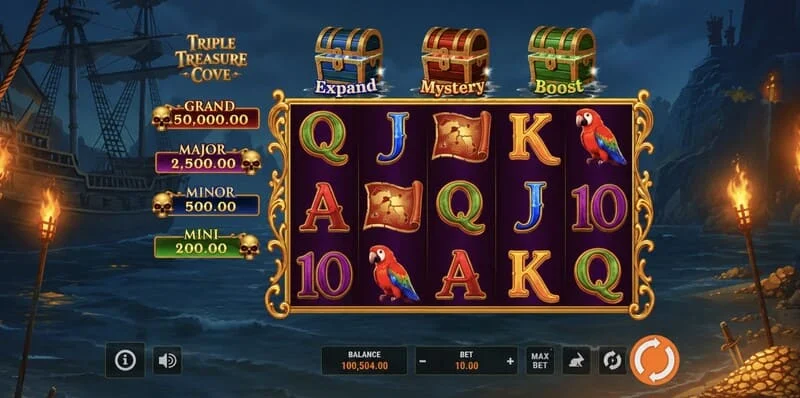 Triple Treasure Cove – Hold and Win bónuszkör érmékkel